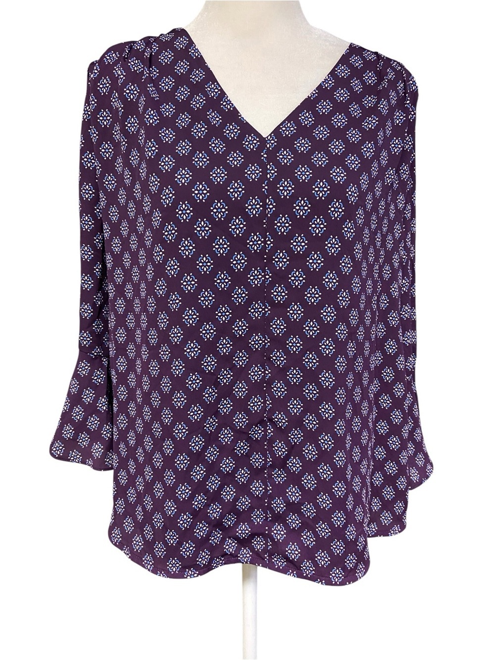 41 Hawthorn Dania Tie Detail Bell Sleeve Blouse Size L Purple Oversized Roomy - Picture 2 of 9